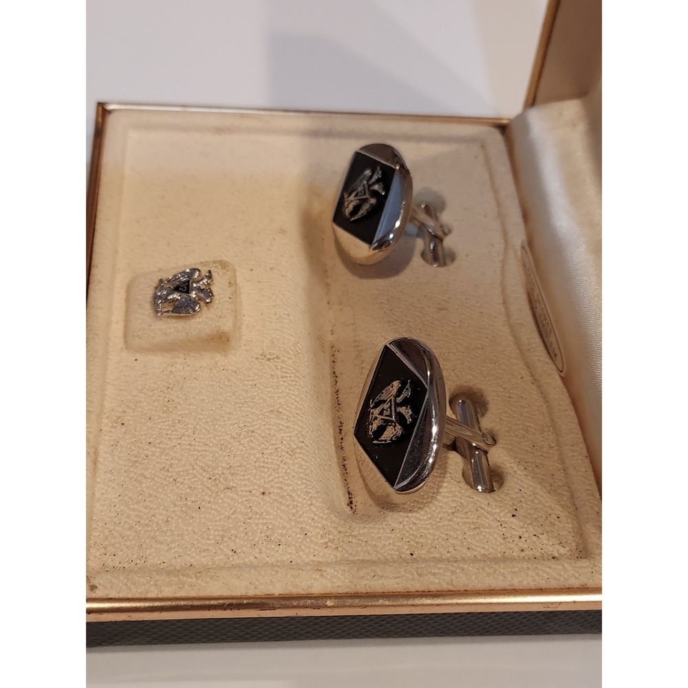 SWANK 32nd Degree Scottish Rite Mason Cufflinks & Tie Tack NRFB - Picture 3 of 5